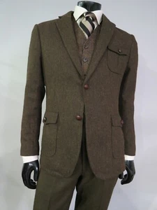Paul Jones dal 1958 Herringbone tweed stile Norfolk giacca cappotto sportivo M-40 S - Foto 1 di 7
