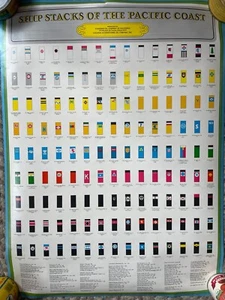 Cartel de colección 1969 Ship Stacks of the Pacific Coast Standard Oil mapa internacional - Imagen 1 de 4