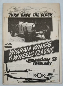 Turn Back The Clock 1986  Wigram Wings and Wheels Classic Programme - Imagen 1 de 6