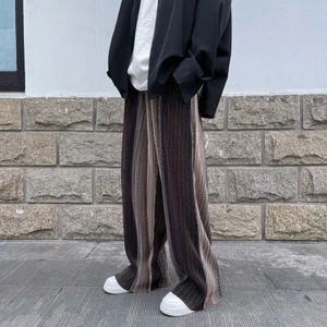 Retro Western Men Loose Summer Straight Pants Long Floor-length trousers Striped - Picture 1 of 17