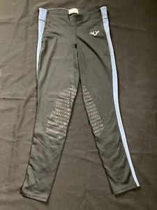 Tuff Rider Ventilated Schooling Riding Tights Pull-On Ladies Small Black/Blue - Picture 1 of 5