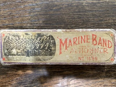 Armónica Vintage M. Hohner Marine Band Nº Llave de B 1896 caja original usada Foto 1 de 4