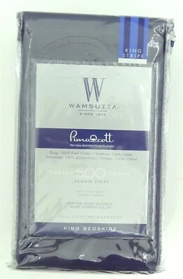 Wamsutta 500-Thread-Count PimaCott King Bed Skirt in Navy - Image 1 of 3