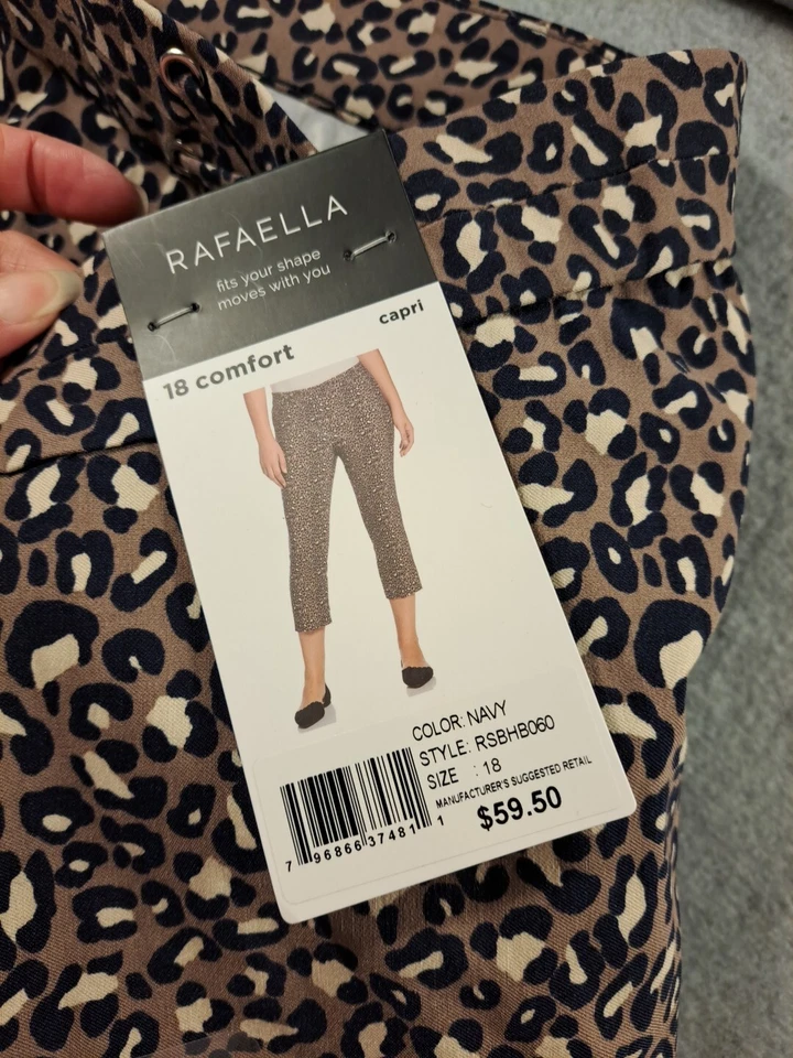 Rafaella Capri Pants Comfort Black&White Size 10 Stretch Casual Business EUC