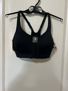 Champion Power Shape Max Athletic Bra High Support Black Zip Front Padded Size L - Picture 1 of 5