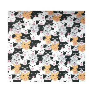 100% Cotton Digital Fabric Oh Sew Happy Cats Kittens Animals Bunched Felines - Picture 1 of 1