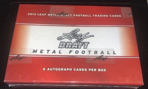 2013 LEAF METAL DRAFT Football HOBBY BOX NEW FACTORY SEALED 5 AUTOGRAPHS - Picture 1 of 2