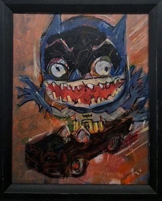 Batman 66 Batimóvil Pintura Original Thayer Arte Popular ÚNICO EN SU CLASE 8x10 Extraño Bicho Foto 1 de 4