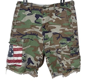 Denim & Supply Ralph Lauren Men’s Cargo Shorts 32 Camo American Flag Patchwork - Picture 1 of 15