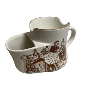 Vintage Burleigh Ironstone Staffordshire England Shaving Mug Barber Scene - Picture 1 of 10
