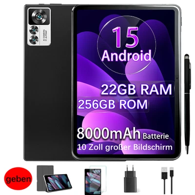 2025 Neu Tablet Android 15 10 Zoll 22GB RAM+256GB ROM 8000mAh Octa core 5G WlFl - Bild 1 von 4
