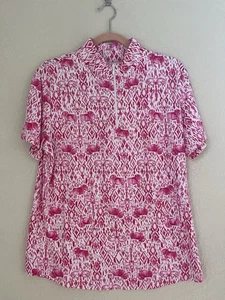IBKUL Maglione Donna XL Manica Corta 1/4 Zip Top Elefante Rosa Elasticizzato - Foto 1 di 6