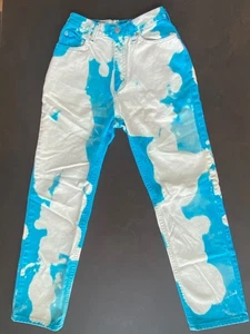 FADED GLORY Womens Jeans Sz. 6/29 Custom White Bleach Splatter TEAL Denim | Acid - Picture 1 of 13
