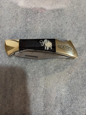 Amazing Never Used Vintage Case Mako Folding Knife With Mammoth Scene 58L SS USA - Image 1 of 4