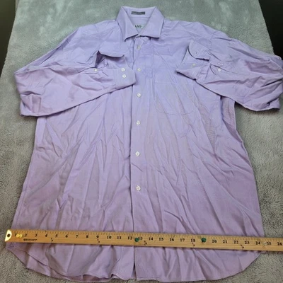 Camisa de Vestir XMI Clásica Para Hombre Algodón Talla 17 Larga Lavanda Botón Frontal Foto 1 de 4