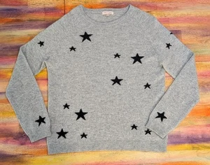 ⭐Philosophy Mujer 100% CACHEMIRA Suéter Manga Larga Pullover Estrellas Estrellado L - Imagen 1 de 9