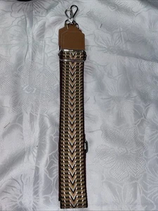 Bandolera de repuesto ajustable marrón/blanco con herrajes plateados - Imagen 1 de 2
