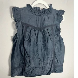 J. Top Crew Manga Flutter Algodón Seda Negro Talla M Voile Negocios Formal Cóctel - Imagen 1 de 17