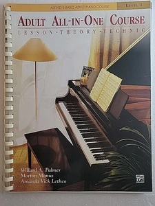 Libro de lecciones de nivel 1 de curso de piano todo en uno Alfred Music para adultos - Imagen 1 de 6