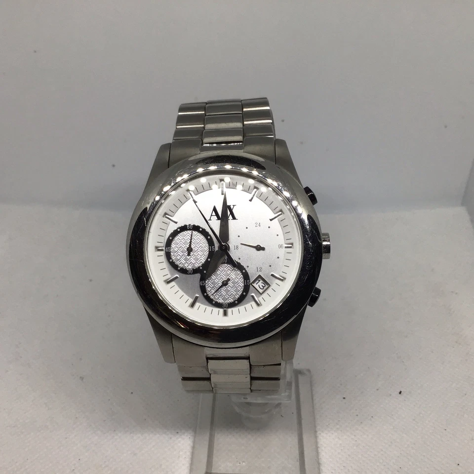 Reloj cronógrafo de cuarzo para hombre Armani Exchange AX5002 44 mm esfera blanca plateado SS Foto 1 de 4