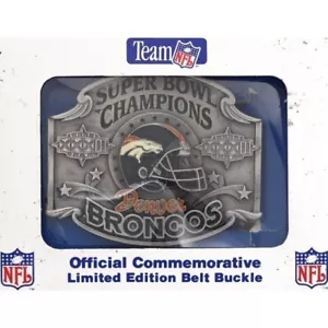 New Denver Broncos Super Bowl Football Elway Colorado NFL NOS Vtg Belt Buckle - Picture 1 of 3