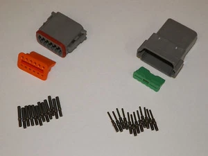 12X GRAY DEUTSCH DT SERIES CONNECTOR SET 16-18-20 GA SOLID NICKEL TERMINALS - Picture 1 of 1