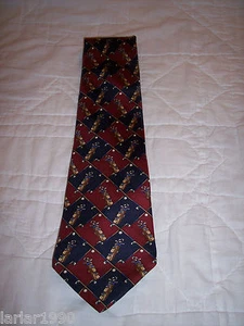 PARA HOMBRES TOMMY HILFIGER "BOLSAS Y PALOS DE GOLF" CORBATA DE SEDA GRANATE Y AZUL~ - Imagen 1 de 5