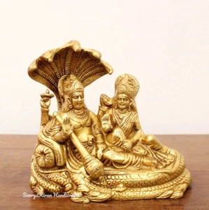 Vishnu Lakshmi Statue Anantashayana Mahavishnu Anandha Padmanabha Hindu God Idol - Picture 1 of 5
