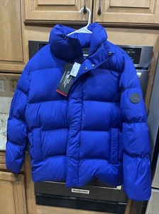 NEW THE RECYCLED PLANET MIHO ROYAL BLUE MEN'S PUFFER RED DOWN JACKET L $450 - Picture 1 of 11