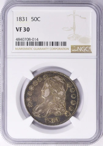 1831 Capped Bust Half Dollar ~ VF30 NGC ~ Free Shipping Cover