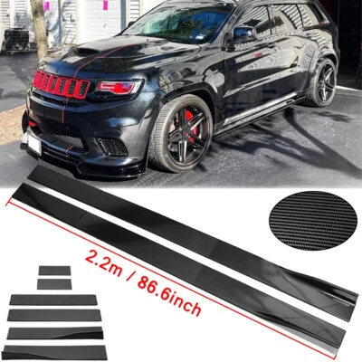 Carbon Fiber 86.6inch Side+Skirt Extensions Rocker Panel For Jeep Grand Cherokee Foto 1 de 4