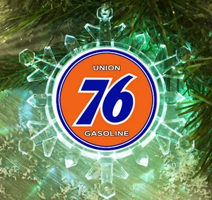 Union 76 Gas Oil Snowflake Tri-Colored Lit Blnks Holiday Christmas Tree Ornament - Picture 1 of 4