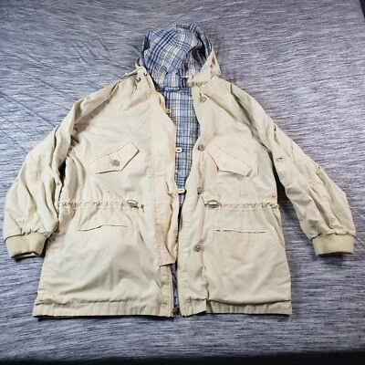 VTG Mulberry Street Full Zip Reversible Jacket Med Yellow Gray Blue Pockets - Image 1 of 4