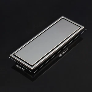 12" Chrome Rectangle Floor Drain Deodorant Shower Waste Water Tile Insert Drain - Picture 1 of 9