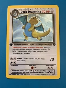 1ª Edición Dark Dragonite 5/82 Team Rocket Set Holo Raro Tarjeta Pokémon De Colección - Imagen 1 de 2