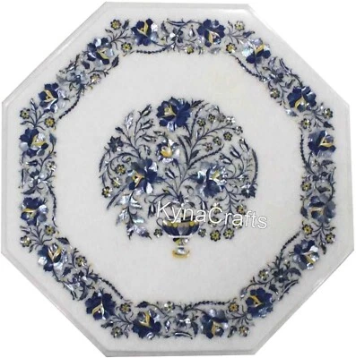 Marble Coffee Table Top Shiny Gemstone Inlay Work Indoor table for Cafeteria - Image 1 of 4