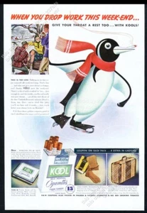1939 Willie penguin ice skating smoking Kool cigarettes vintage print ad - Picture 1 of 7