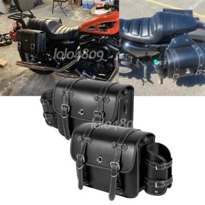 Black Side Saddlebag Tool Bags PU Leather For Honda VTX 1800 N VTX1800C VTX1300C - Image 1 of 4