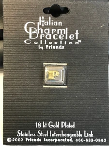P Letter Charm for Italian Charm Bracelet Collection 18Kt Gold Plated - Picture 1 of 9