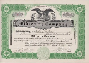 Midrealty Company Stock Certificate Pennsylvania - Bild 1 von 1
