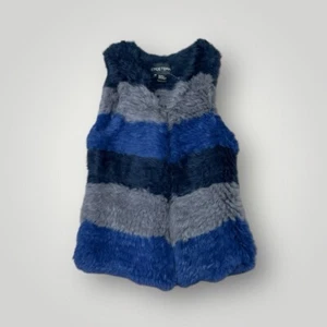 Etcetera Rabbit Fur Sleeveless Vest Blue Gray Womens 00 - Picture 1 of 5