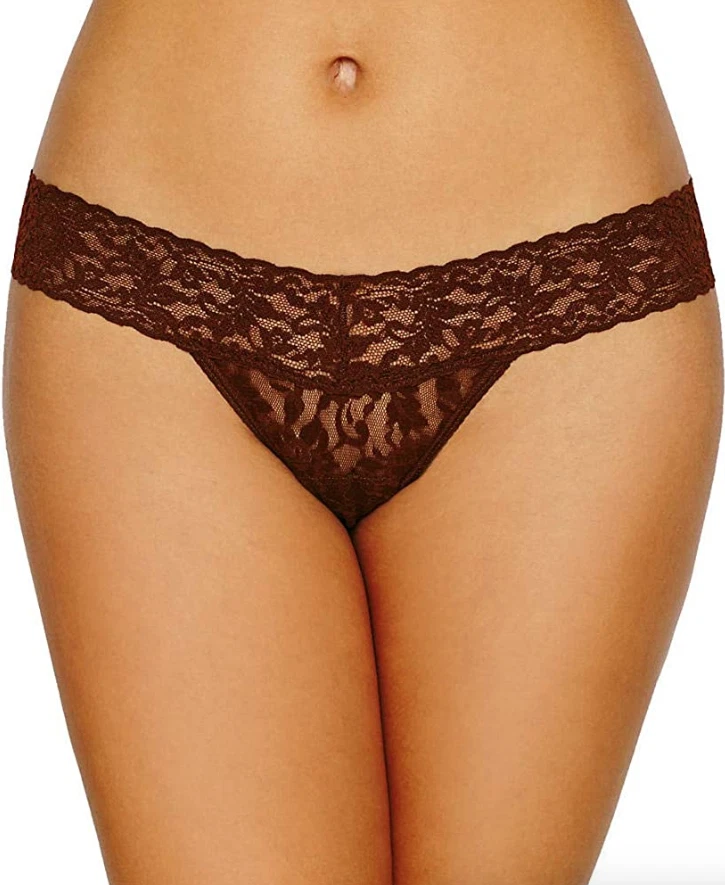 Hanky Panky Brown Regular Rise Periwinkle Thong Underwear Women's One Size 1899