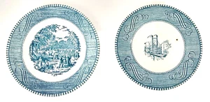 Lot 2 Currier & Ives von Royal China kleine Teller Ernte Niedrigwasser Mississippi - Bild 1 von 8