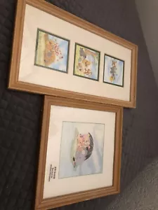 2 Disney Winnie the Pooh The Four Seasons Framed Art 4 Lithograph Prints Wall - Picture 1 of 10