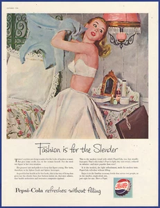 Vintage 1953 PEPSI-COLA Pepsi Soda Pop Cola Mädchen sich anziehen 1950er Jahre Druck Anzeige - Bild 1 von 1