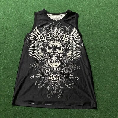 Camiseta sin mangas vintage MMA Elite para hombre M negra grunge emo punk Y2K calavera jersey Foto 1 de 4