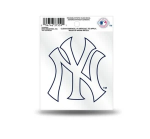 New York Yankees White "NY" Static Cling Decal Sticker NEW! 3x4 Inches - Picture 1 of 1