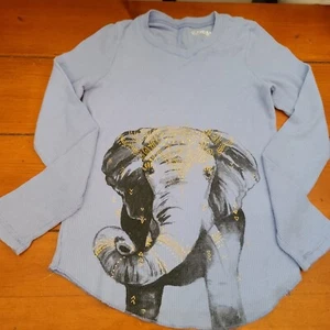 Girls Mudd Light Blue Thermal Elephant Long-Sleeve Top Shirt Tee Size 10 - Picture 1 of 7