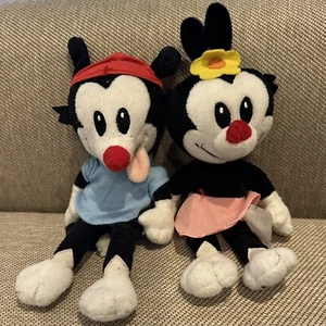 Vintage 90s Animaniacs Wakko & Dot Set Of 2- Warner Bros Bean Bag Plush Cartoon - Picture 1 of 5