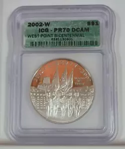 2002-W West Point Bicentennial $1 ICG PR70 DCAM - Picture 1 of 2